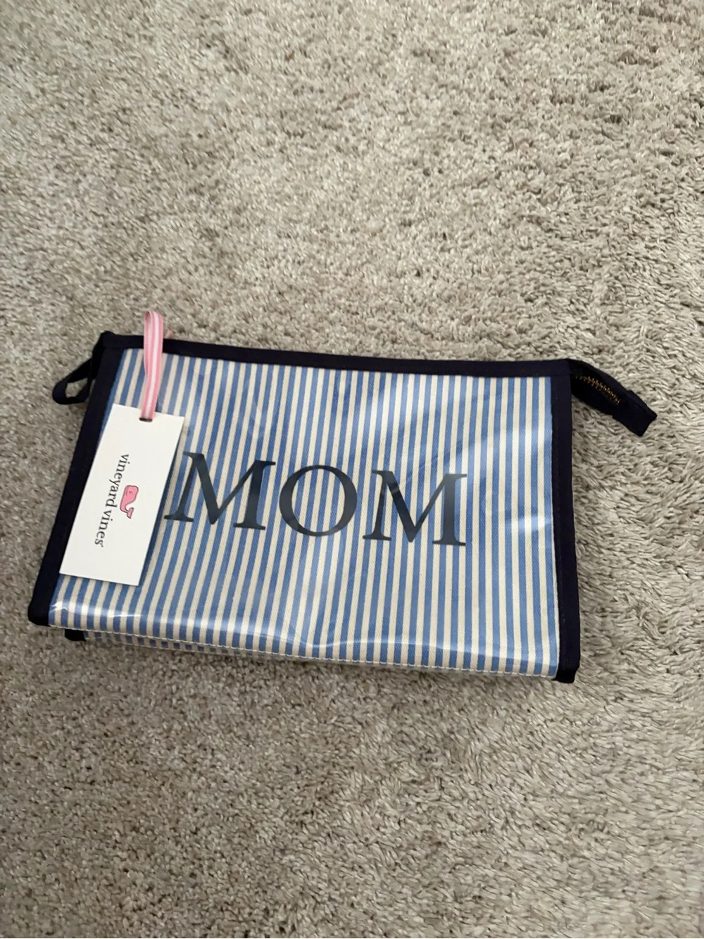 Vineyard Vines Navy & White Striped MOM Cosmetic Pouch